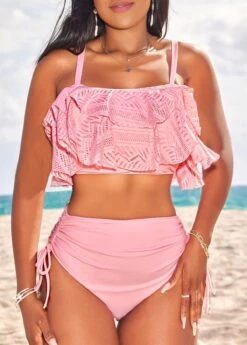 Patchwork High Waisted Light Pink Bikini Set -Elegance Swimwear Store 327004 P 16826824244833