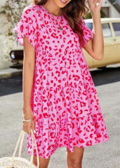 Pink Lightweigh Leopard A Line Dress 6 Pink Lightweigh Leopard A Line Dress -Elegance Swimwear Store 327064 P 1676859195779