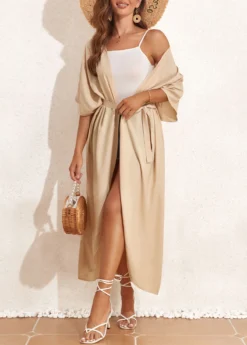 Tie Light Coffee Belted Cover Up -Elegance Swimwear Store 327156 P 16806047043625