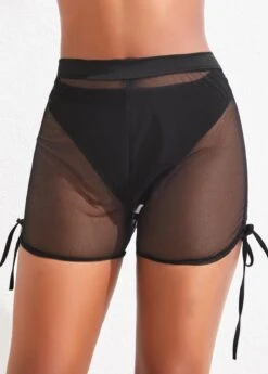 High Waisted Black Drawstring Beach Shorts -Elegance Swimwear Store 327263 P 1676967821623