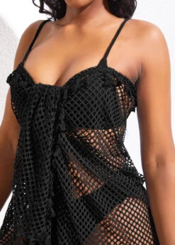 Mesh Black Tassel Multi-Way Cover Up -Elegance Swimwear Store 327490 P 16784442757825