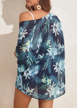 Lightweight Plants Print Blue Cover Up -Elegance Swimwear Store 327564 P 16805027061751