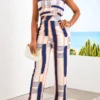 Multi Color Pocket Geometric Print Ankle Length Jumpsuit