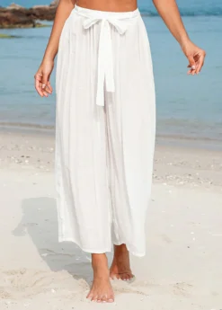 Bowknot White Tie Front Beach Pants -Elegance Swimwear Store 328408 P 16798827450183