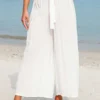 Bowknot White Tie Front Beach Pants