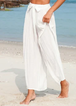 Bowknot White Tie Front Beach Pants -Elegance Swimwear Store 328408 P 16798827459984