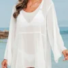 White Long Sleeve Lightweight Cover Up