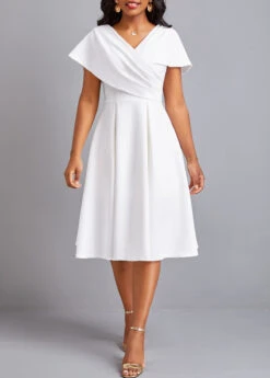 Plus Size White Umbrella Hem Short Sleeve Dress -Elegance Swimwear Store 328492 P 16789656401294