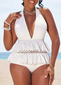 Burn Out Printing White Lace One Piece Swimwear 8 Burn Out Printing White Lace One Piece Swimwear -Elegance Swimwear Store 328591 P 16861880521383