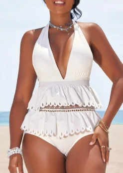 Burn Out Printing White Lace One Piece Swimwear 9 Burn Out Printing White Lace One Piece Swimwear -Elegance Swimwear Store 328591 P 16861880546484