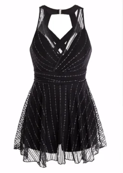 Lace Black Criss Cross One Piece Swimwear