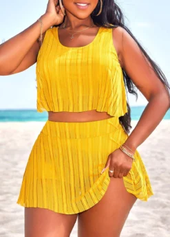 Layered High Waisted Yellow Bikini Set -Elegance Swimwear Store 328617 P 16822452548064