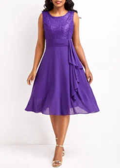 Purple Lace Sleeveless Scoop Neck Dress -Elegance Swimwear Store 328731 P 16790469353524
