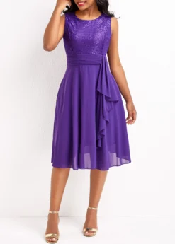 Purple Lace Sleeveless Scoop Neck Dress -Elegance Swimwear Store 328731 P 16790469356823