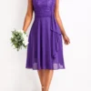 Purple Lace Sleeveless Scoop Neck Dress