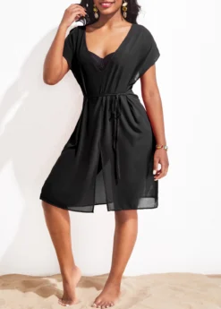 Breathable Red Tie Side Cover Up