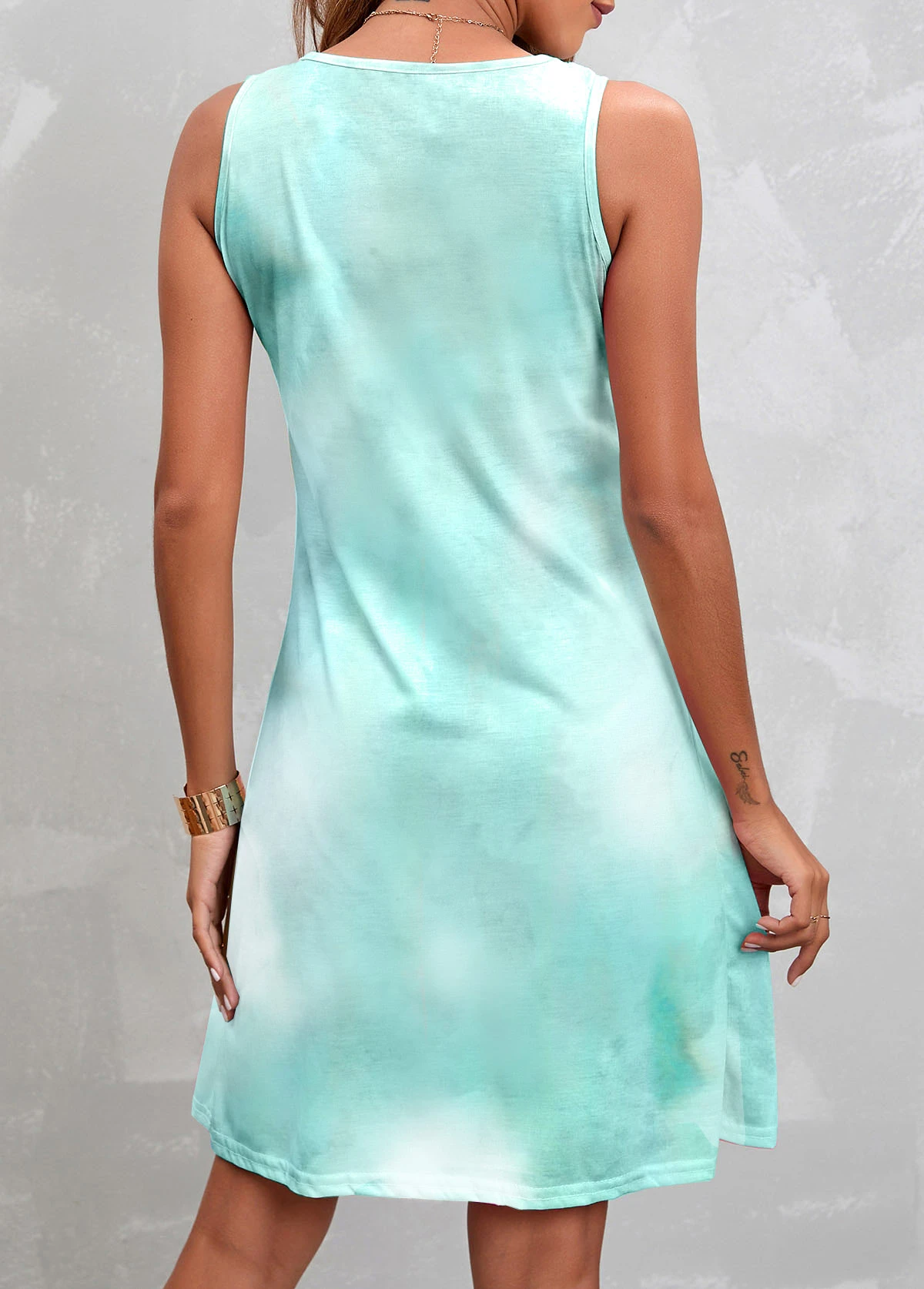 Mint Green Pleated Ombre A Line Dress 2 Mint Green Pleated Ombre A Line Dress - Image 2