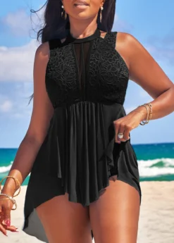 Lace High Waisted Black Swimdress And Panty -Elegance Swimwear Store 328892 P 16783592757093