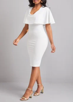 White Short Sleeve Scoop Neck Bodycon Dress 6 White Short Sleeve Scoop Neck Bodycon Dress -Elegance Swimwear Store 328959 P 16797419022482