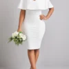 White Short Sleeve Scoop Neck Bodycon Dress