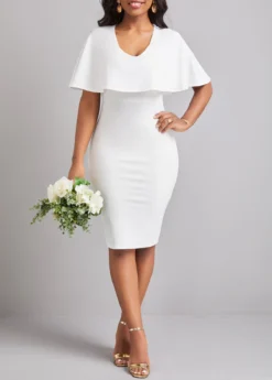 White Short Sleeve Scoop Neck Bodycon Dress
