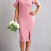 Pink Cut Out Short Sleeve Bodycon Dress