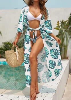 Tie Leaf Print White Cover Up 13 Tie Leaf Print White Cover Up -Elegance Swimwear Store 329491 P 16823241114426