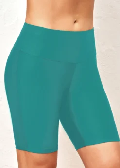Mid Waisted Turquoise Wide Waistband Swimwear Shorts -Elegance Swimwear Store 330085 P 1681899390838