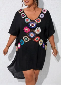 Plus Size Patchwork Black Cover Up -Elegance Swimwear Store 330144 P 16805051419202