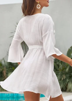 Ruched White Tie Side Cover Up -Elegance Swimwear Store 330205 P 16823243333111