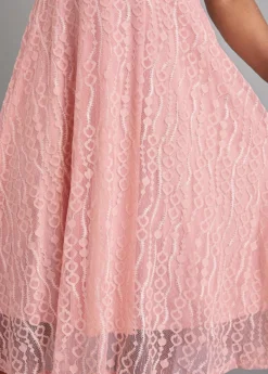 Pink Cut Out Short Sleeve Round Neck Dress -Elegance Swimwear Store 330216 P 16812113542895