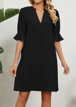 Black Split H Shape Half Sleeve Dress -Elegance Swimwear Store 330267 P 1679900365451