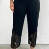 Black Lace Plus Size Elastic Waist Pants