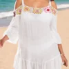 Weave Patchwork Cutout White Cover Up