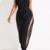 Split Cutout Tie Black Beach Jumpsuit