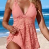 Plus Size Mid Waisted Lace Swimdress And Panty