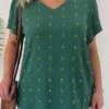 Green Lightweight Plus Size Short Sleeve Blouse