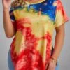 Multi Color Split Plus Size T Shirt