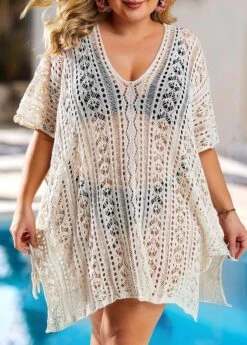 Plus Size Tassel Beige Cover Up