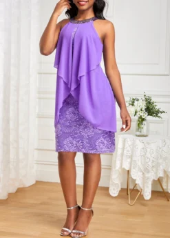 Purple Lace Floral Sleeveless Sequin Dress 7 Purple Lace Floral Sleeveless Sequin Dress -Elegance Swimwear Store 331579 P 16843228682032
