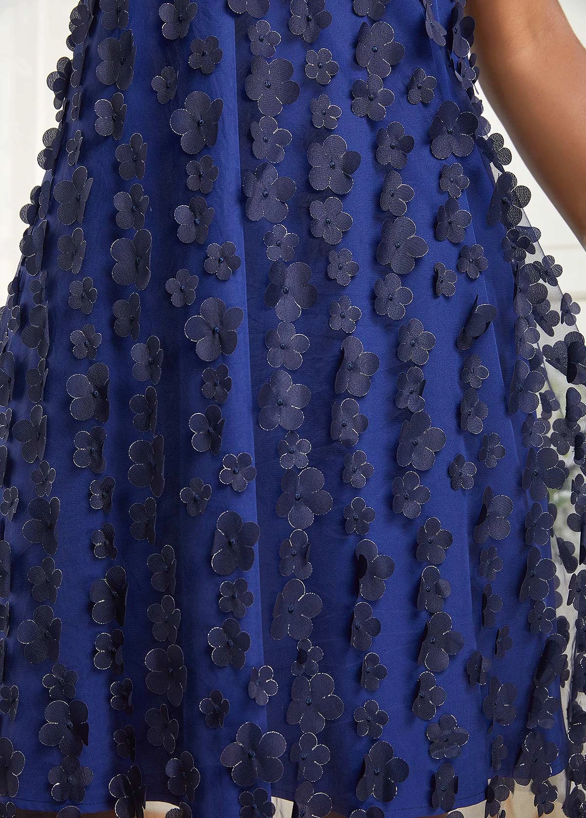 Blue Layered A Line Sleeveless Halter Dress 5 Blue Layered A Line Sleeveless Halter Dress - Image 5