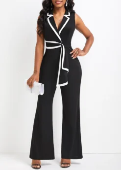 Black Asymmetry Long Sleeveless Lapel Jumpsuit 9 Black Asymmetry Long Sleeveless Lapel Jumpsuit -Elegance Swimwear Store 331781 P 16835451827104