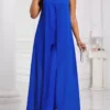 Royal Blue Patchwork Ankle Length Sleeveless Jumpsuit