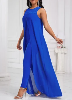 Royal Blue Patchwork Ankle Length Sleeveless Jumpsuit 7 Royal Blue Patchwork Ankle Length Sleeveless Jumpsuit -Elegance Swimwear Store 332084 P 16871378239012