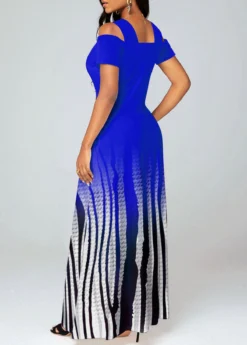 Royal Blue Criss Cross Ombre Maxi Dress -Elegance Swimwear Store 332094 P 1681874900161