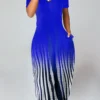 Royal Blue Criss Cross Ombre Maxi Dress