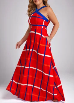 Red Pocket Plus Size Plaid Sleeveless Maxi Dress 7 Red Pocket Plus Size Plaid Sleeveless Maxi Dress -Elegance Swimwear Store 332571 P 16859655296662