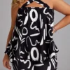Black Criss Cross Graffiti Print Sleeveless Top And Shorts