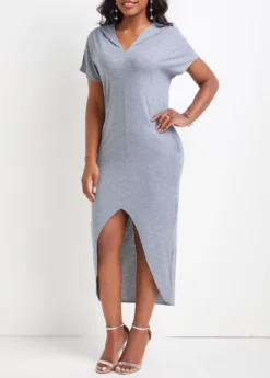 Light Grey Pocket Short Sleeve Hooded Bodycon Dress 6 Light Grey Pocket Short Sleeve Hooded Bodycon Dress -Elegance Swimwear Store 332582 P 16838026396372