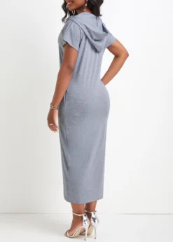 Light Grey Pocket Short Sleeve Hooded Bodycon Dress 5 Light Grey Pocket Short Sleeve Hooded Bodycon Dress -Elegance Swimwear Store 332582 P 16838026399931